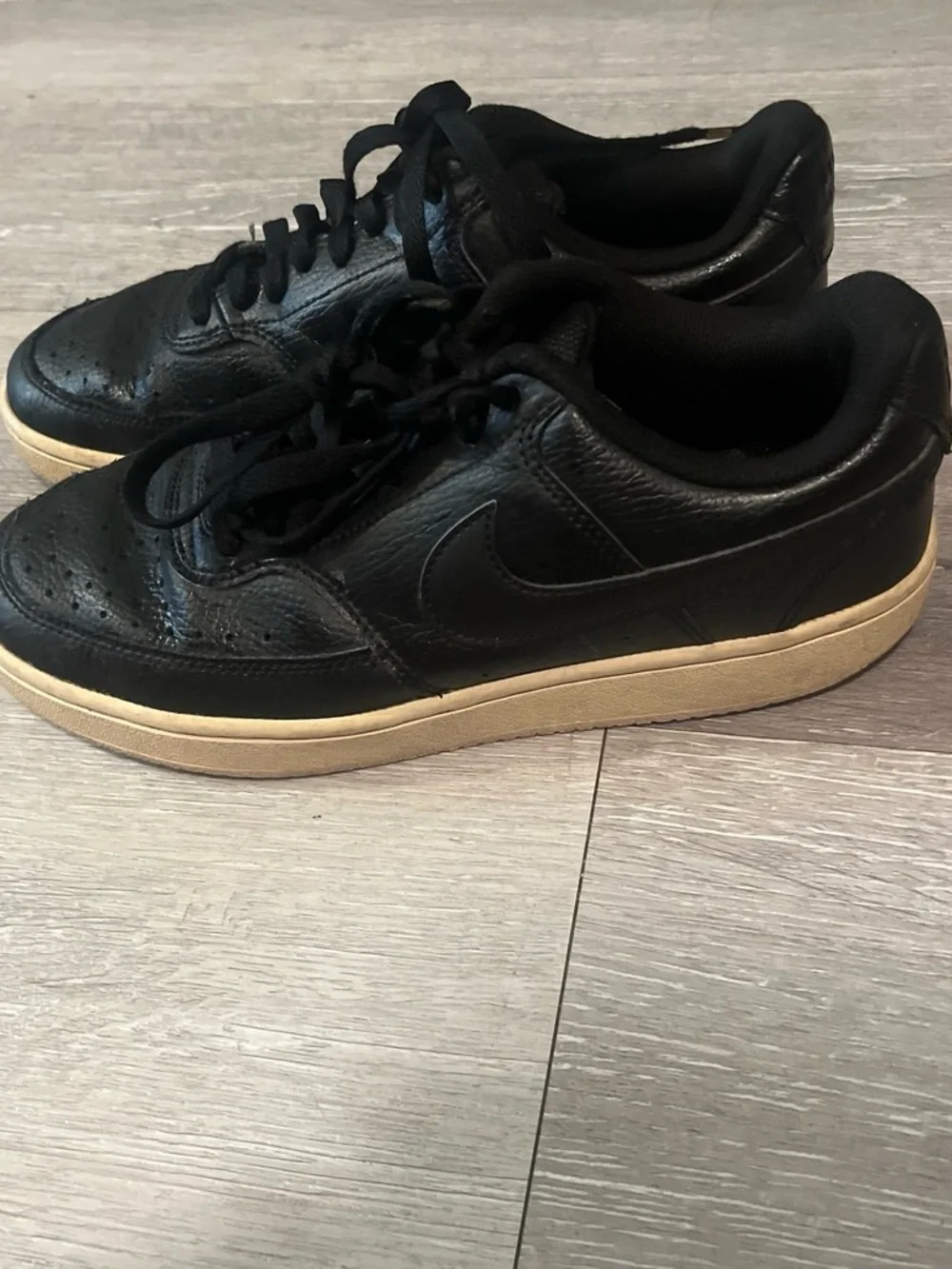 Nike Black Leather Sneakers with Tan Sole